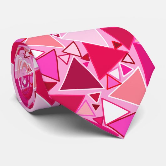 Mid-Century Modern Triangles, Roze en Bourgogne Stropdas (Opgerold)