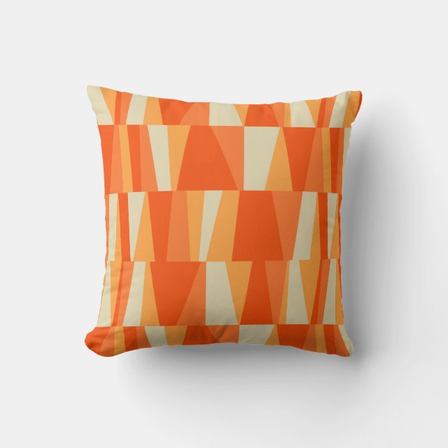 Mid-Century Modern Triangles tijger lily pumpkin Kussen (Voorkant)