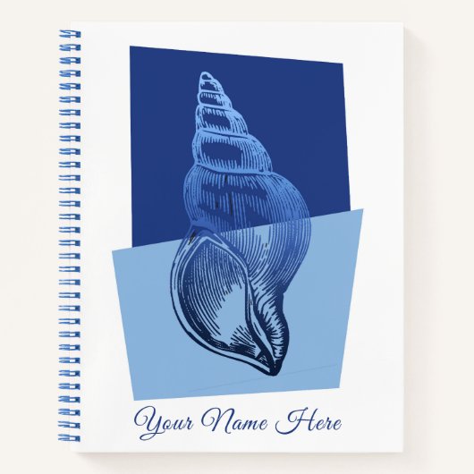 Mid-Century Modern Turban Shell Ocean Blue Journal Notitieboek (Voorkant)