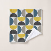 Mid-Century Modern Turmer Gunmetal en blauw Bad Handdoek (Wasdoekje)