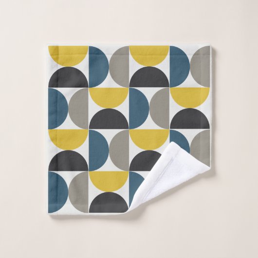 Mid-Century Modern Turmer Gunmetal en blauw Bad Handdoek (Wasdoekje)