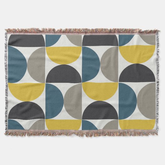 Mid-Century Modern Turmer Gunmetal en blauw Deken (Voorkant)