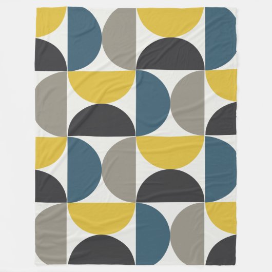 Mid-Century Modern Turmer Gunmetal en blauw Fleece Deken (Voorkant)