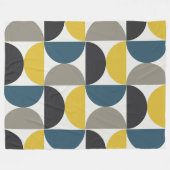 Mid-Century Modern Turmer Gunmetal en blauw Fleece Deken (Voorkant (Horizontaal))