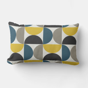 Mid-Century Modern Turmer Gunmetal en blauw Kussen