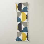 Mid-Century Modern Turmer Gunmetal en blauw Lichaamskussen (Voorkant Verticaal)