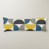 Mid-Century Modern Turmer Gunmetal en blauw Lichaamskussen (Voorkant)