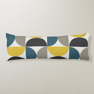 Mid-Century Modern Turmer Gunmetal en blauw Lichaamskussen