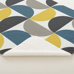Mid-Century Modern Turmer Gunmetal en blauw Sherpa Deken