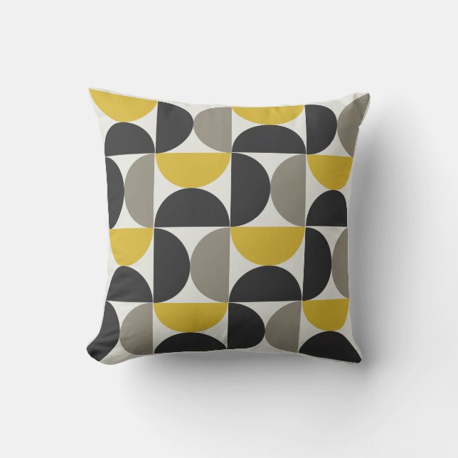 Mid-Century Modern Turmeric Gunmetal Kussen (Voorkant)