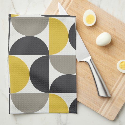 Mid-Century Modern Turmeric Gunmetal Theedoek (Quarter Fold)