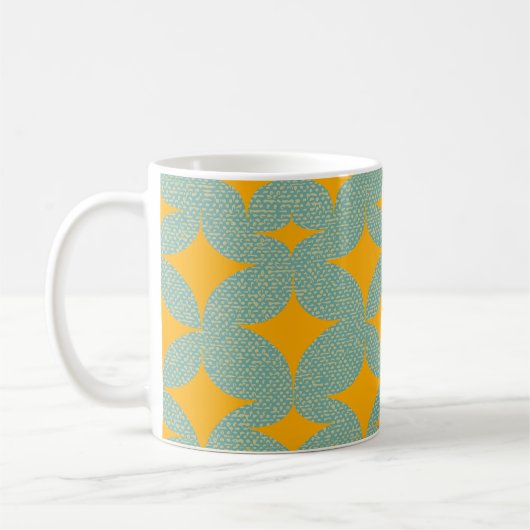 Mid Century Modern Turquoise Diamond Koffiemok (Links)