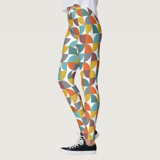 Mid-Century Modern Turquoise Gold Rust Pie Shapes Leggings (Links)