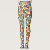 Mid-Century Modern Turquoise Gold Rust Pie Shapes Leggings (Voorkant)