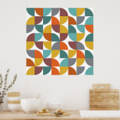 Mid-Century Modern Turquoise Gold Rust Pie Shapes Poster (Keuken)