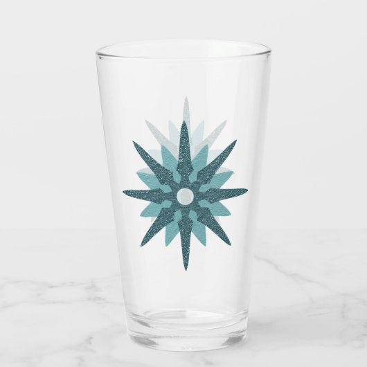 Mid-Century Modern Turquoise Starburst Glass Glas (Achterkant)