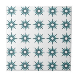 Mid-Century Modern Turquoise Starburst Pattern Cer Tegeltje