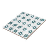 Mid-Century Modern Turquoise Starburst Pattern Cer Tegeltje (Zijkant)