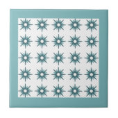 Mid-Century Modern Turquoise Starburst Pattern Tegeltje (Voorkant)