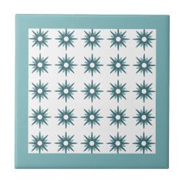 Mid-Century Modern Turquoise Starburst Pattern Tegeltje
