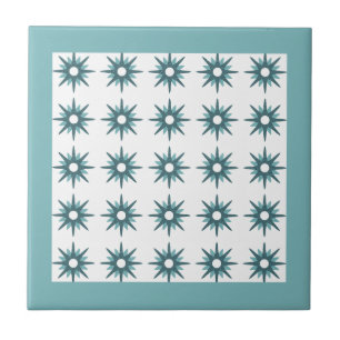 Mid-Century Modern Turquoise Starburst Pattern Tegeltje