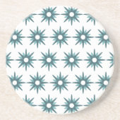 Mid-Century Modern Turquoise Starburst Pattern Zandsteen Onderzetter (Voorkant)