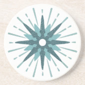 Mid-Century Modern Turquoise Starburst Round Zandsteen Onderzetter (Voorkant)