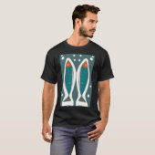 Mid-Century Modern Twin Fish Kunstprint T-shirt (Voorkant volledig)