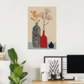 Mid Century Modern Vaas Muur Kunst Print (Thuiskantoor)