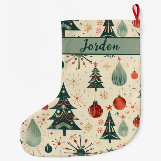 Mid Century Modern Vakantie Grote Kerstsok (Achterkant)