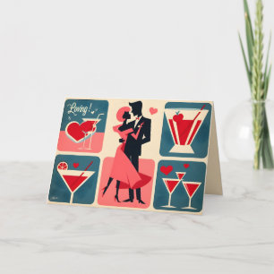 Mid Century Modern Valentijn Dancing Paar Bedankkaart