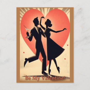 Mid Century Modern Valentijn Dancing Paar Briefkaart