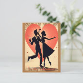 Mid Century Modern Valentijn Dancing Paar Briefkaart (Staand voorkant)