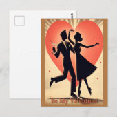 Mid Century Modern Valentijn Dancing Paar Briefkaart (Voorkant / Achterkant)