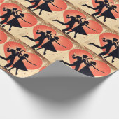 Mid Century Modern Valentijn Dancing Paar Cadeaupapier (Hoek)