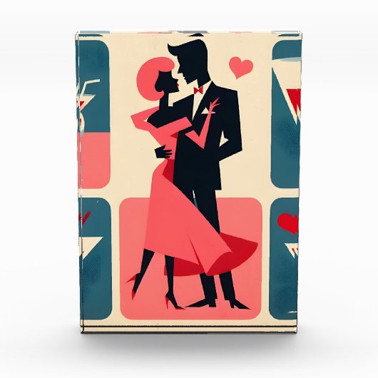 Mid Century Modern Valentijn Dancing Paar Fotoblokken (Voorkant)