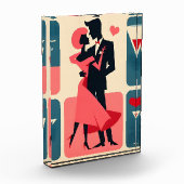 Mid Century Modern Valentijn Dancing Paar Fotoblokken (Links)