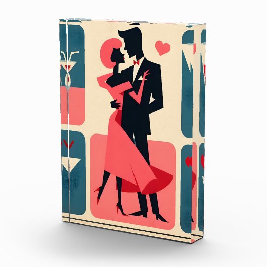 Mid Century Modern Valentijn Dancing Paar Fotoblokken (Rechts)