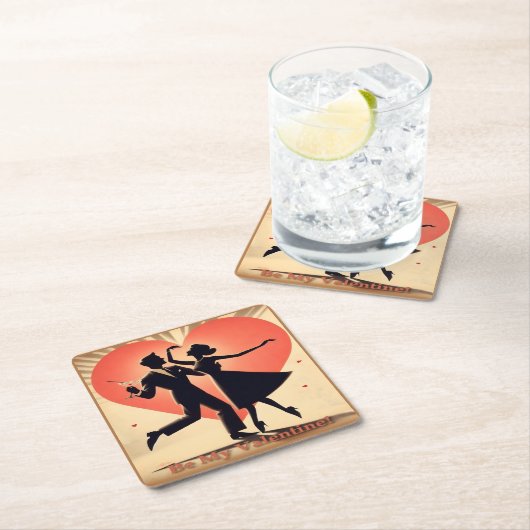 Mid Century Modern Valentijn Dancing Paar Kartonnen Onderzetters (Insitu)