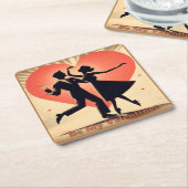 Mid Century Modern Valentijn Dancing Paar Kartonnen Onderzetters (Schuin)