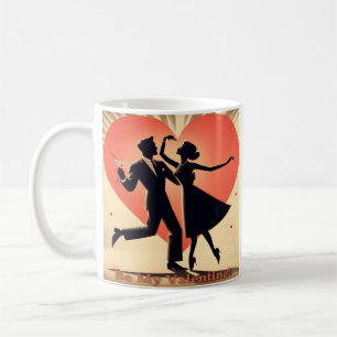 Mid Century Modern Valentijn Dancing Paar Koffiemok