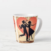 Mid Century Modern Valentijn Dancing Paar Latte Mok (Rechterhoek)