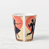 Mid Century Modern Valentijn Dancing Paar Latte Mok (Voorkant)