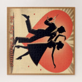 Mid Century Modern Valentijn Dancing Paar Legpuzzel (Horizontaal)