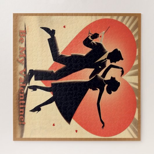 Mid Century Modern Valentijn Dancing Paar Legpuzzel (Horizontaal)