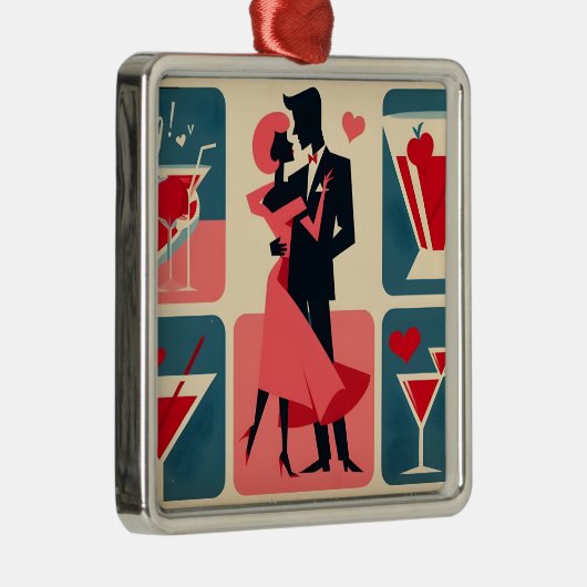 Mid Century Modern Valentijn Dancing Paar Metalen Ornament (Rechts)