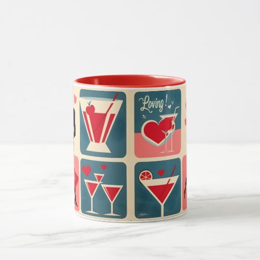 Mid Century Modern Valentijn Dancing Paar Mok (Midden)