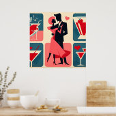 Mid Century Modern Valentijn Dancing Paar Poster (Keuken)