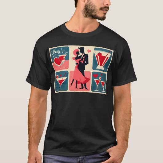 Mid Century Modern Valentijn Dancing Paar T-shirt (Voorkant)