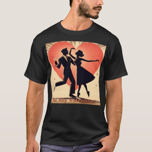 Mid Century Modern Valentijn Dancing Paar T-shirt (Voorkant)